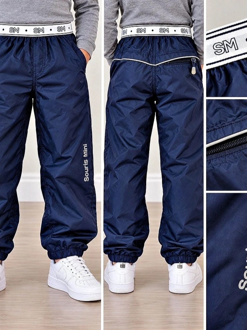 Souris Mini Kids Navy Windbreaker Splash Pants Size 3/4Y
